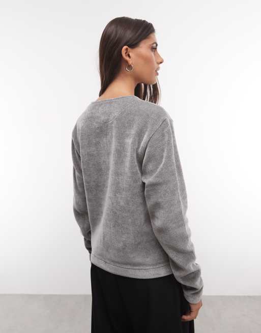 adidas Originals chenille-kofta i grått, 3 av 4