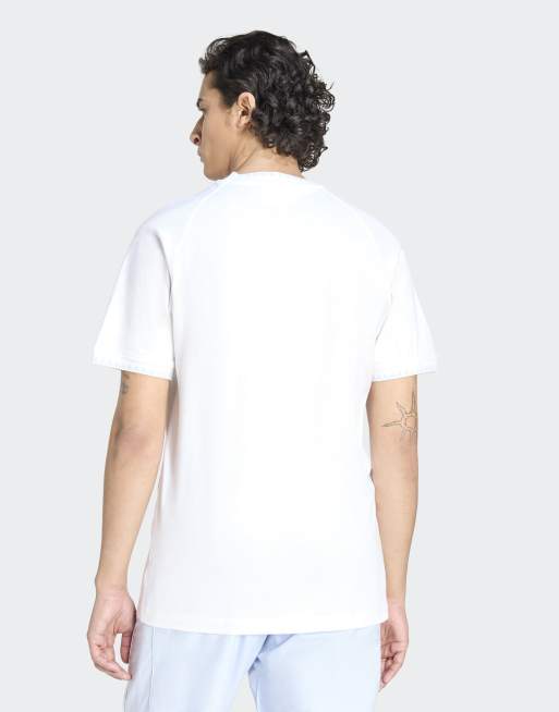 adidas Originals Chest stripes engineered collar tee in white, 2 of 4
