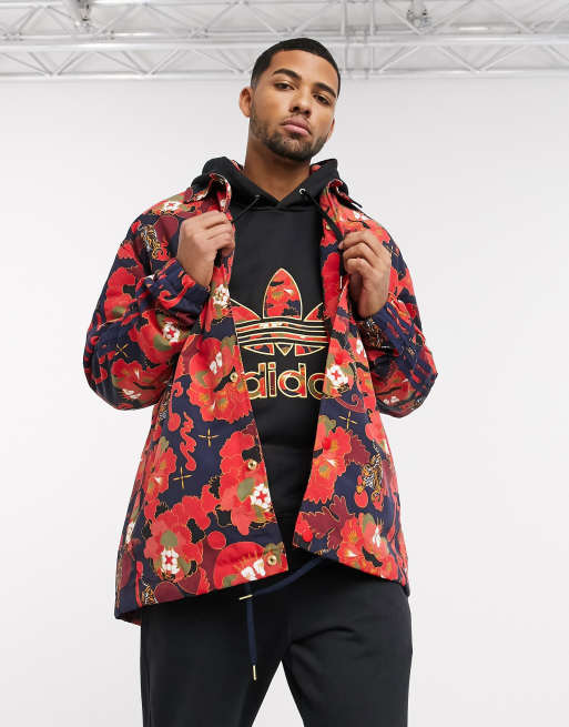 voorzichtig Trojaanse paard boog adidas Originals chinese new year coach jacket with all over print and gold  trefoil | ASOS