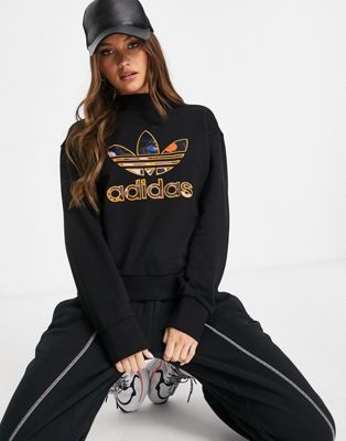 adidas originals high neck sweatshirt with trefoil logo