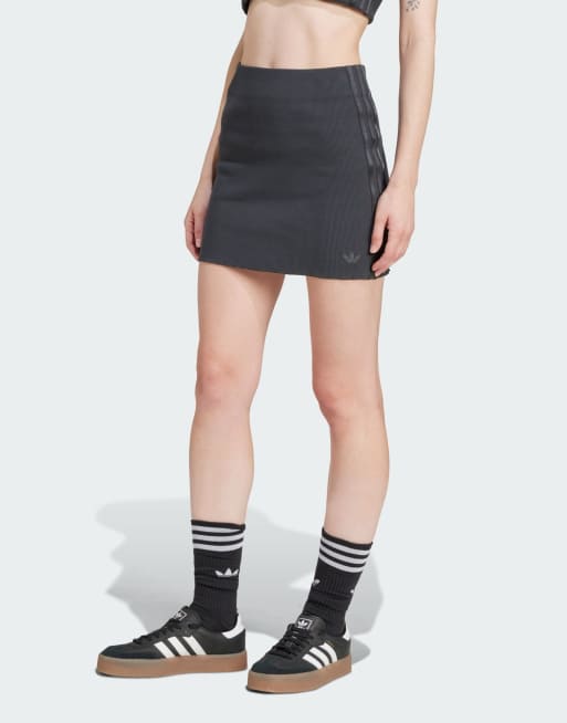 adidas Originals – Ciemnoszara prążkowana spódnica