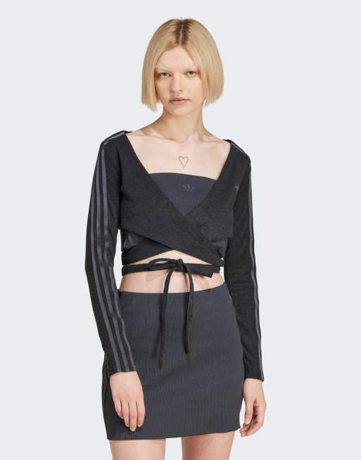 adidas Originals – Ciemnoszary wiązany w talli kardigan