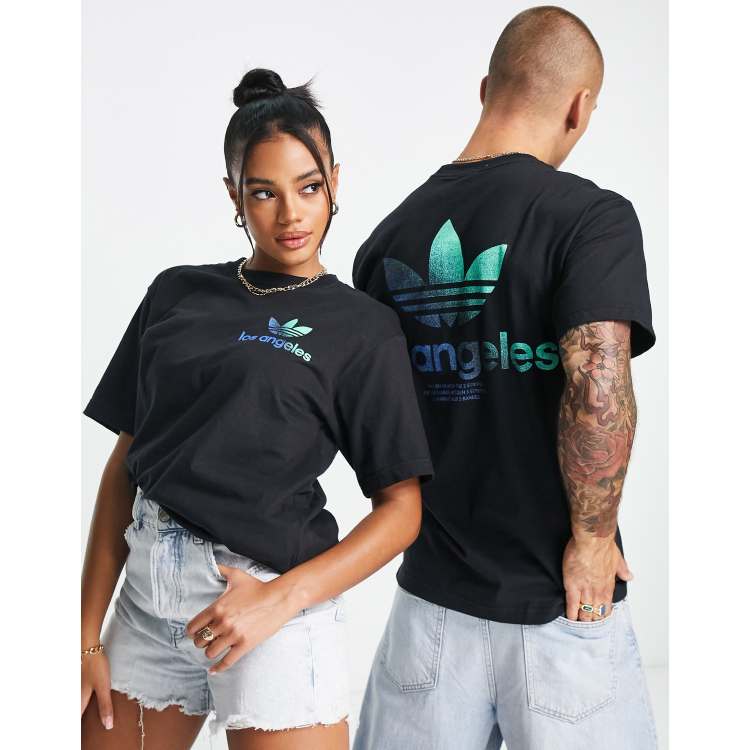 adidas Originals City Trefoil Los Angeles T shirt in black with back print