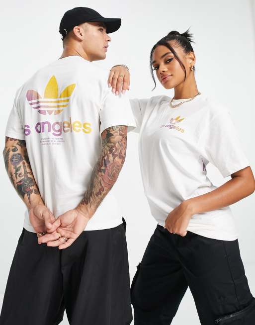 adidas Originals City Trefoil Los Angeles T-shirt in white with back print