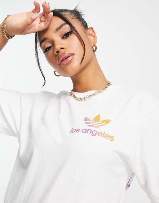 adidas Originals City Trefoil Los Angeles T-shirt in white with back print