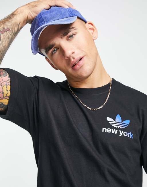 adidas Originals City Trefoil New York T-shirt in black with back print