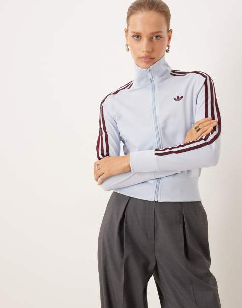 adidas Originals Classic Firebird track top in blue and maroon - view 1