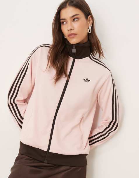 adidas Originals - Classic - Lyserød træningsjakke med mørkebrune detaljer - view 1