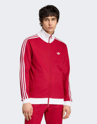 Adidas Uomo Rosso Beckenbauer Track Top - Top Da Pista - Taglia L - Jersey Di Cotone - Immagine 4
