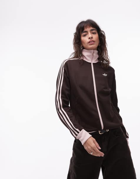 adidas Originals classic track jacket in brown and pink - view 1