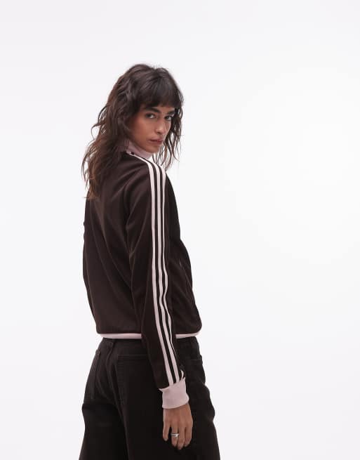 adidas Originals classic track jacket in brown and pink