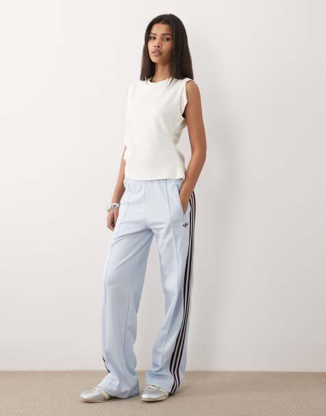 adidas Originals Classic track pants in light blue and burgundy - view 1