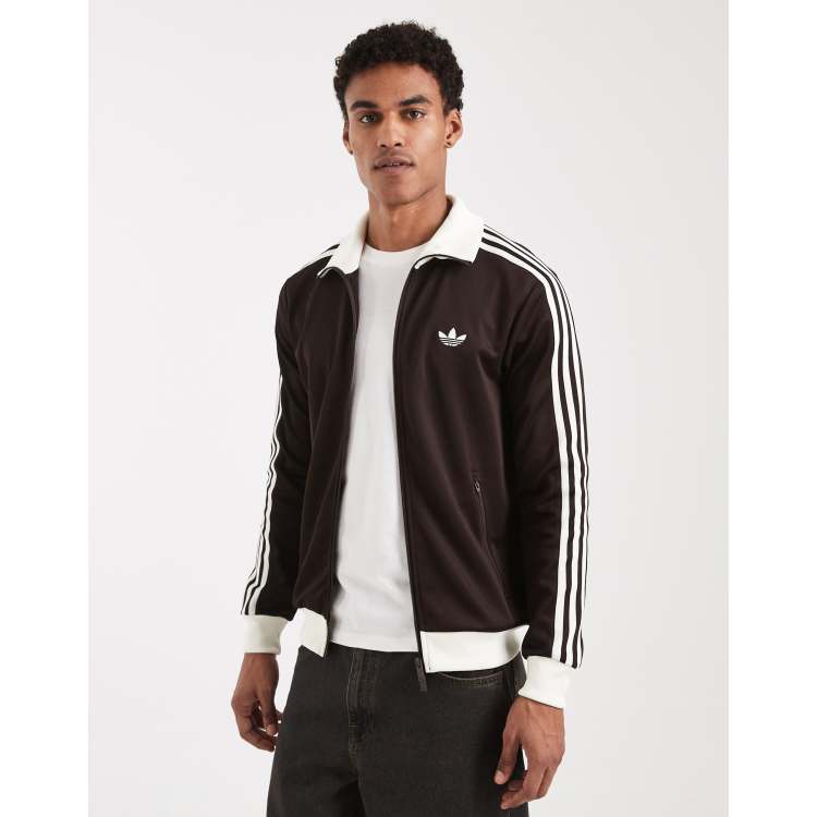 adidas Originals Classic track top in brown and off white | ASOS