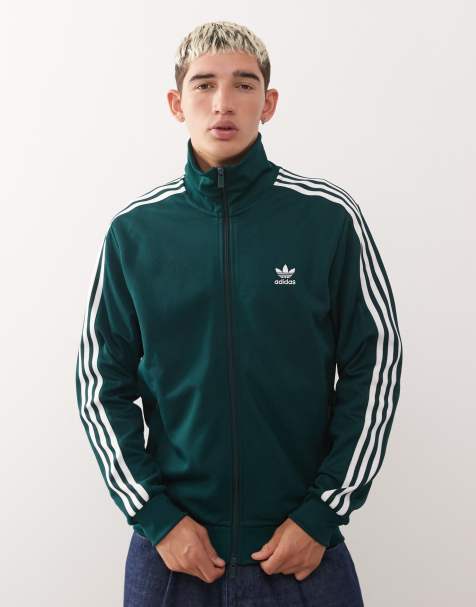 adidas Originals Classic track top in dark green and white - view 1