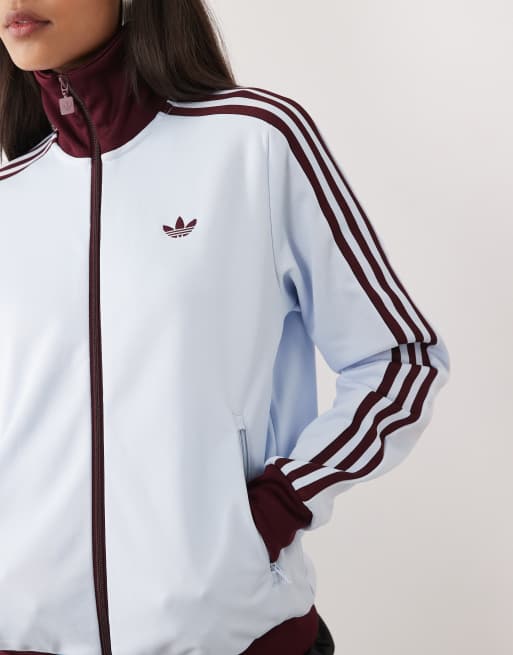 adidas Originals – Classic – Trainingsoberteil in Hellblau und Burgunderrot, 3 von 4