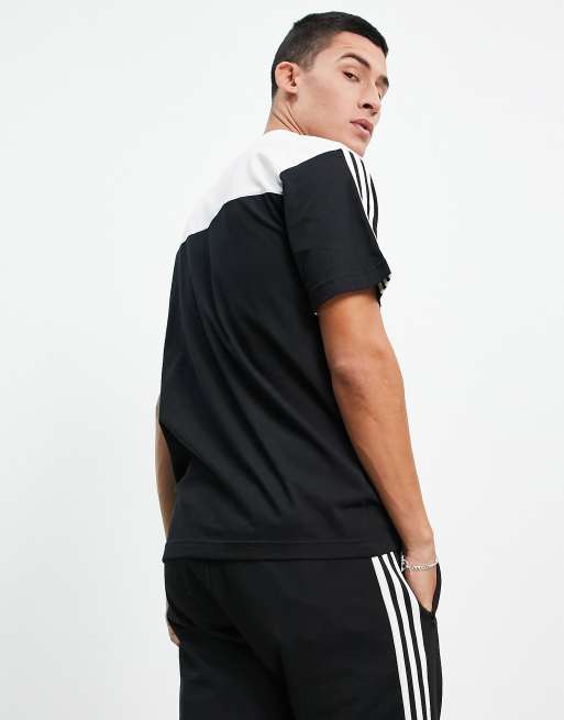 adidas Originals classics 2 tone t-shirt in black and white, 3 of 4
