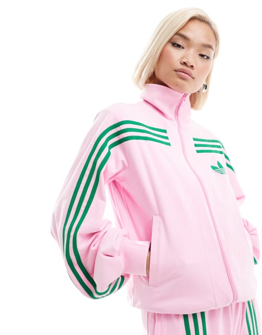 adidas Originals – Classics – Różowa aksamitna kurtka dresowa