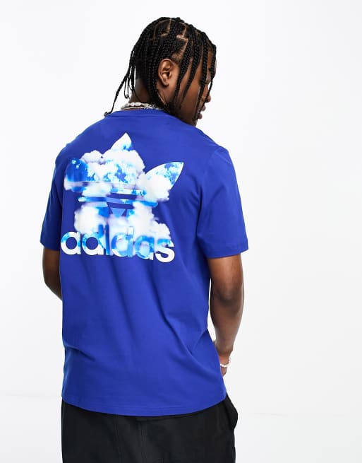 adidas Originals cloud graphic trefoil t shirt in blue