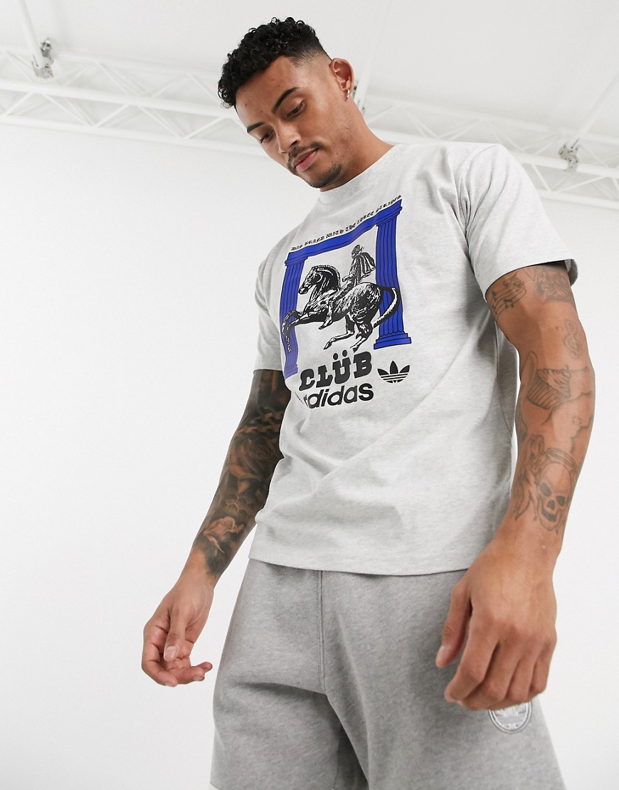 Adidas Originals - Club pillar - T-shirt grigia con logo-Grigio
