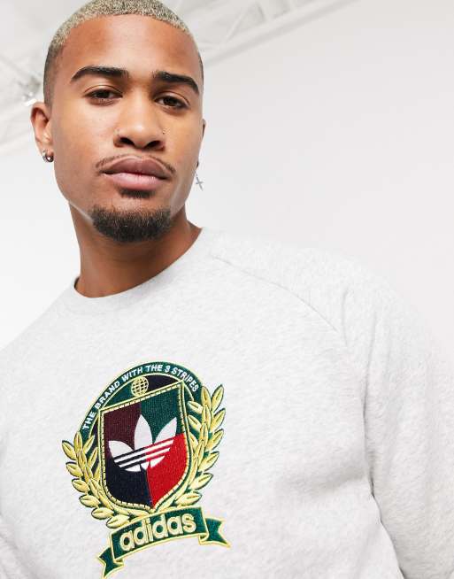 adidas Originals co-ord sweatshirt with collegiate crest in grey fleece