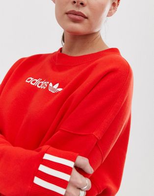 adidas originals coeeze fleece sweatshirt in red