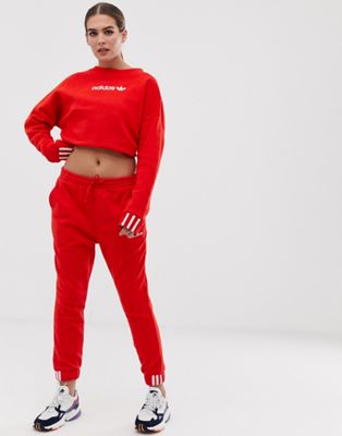 adidas originals coeeze sweat pant in red