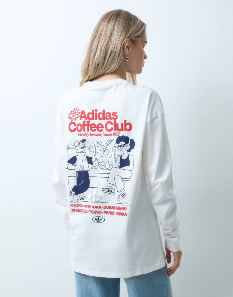 adidas Originals Coffee Club langærmet T-shirt i hvid - view 1