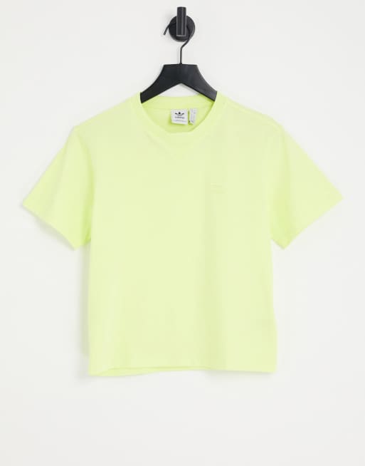 adidas Originals collar detail t-shirt in yellow