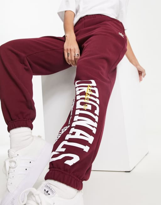 adidas Originals collegiate joggers in burgundy