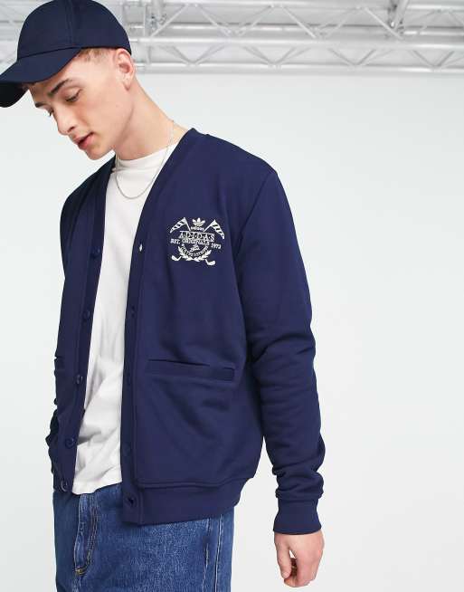 adidas Originals collegiate logo cardigan in navy ASOS