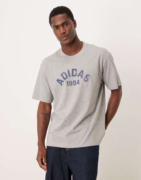 adidas Originals collegiate logo t-shirt in grey marl - view 1