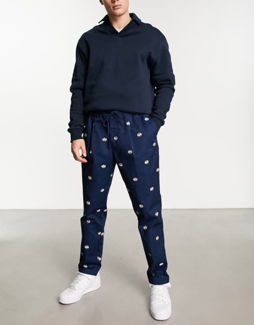 adidas Originals collegiate mongogram chinos in navy