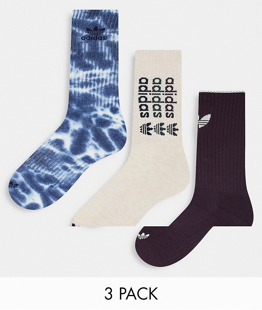 Adidas Originals Color Wash 2.0 3 pack crew socks in multi