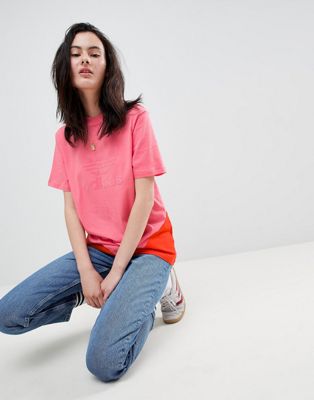 adidas Originals – Colorado – Rosa t-shirt med paneler och treklöver
