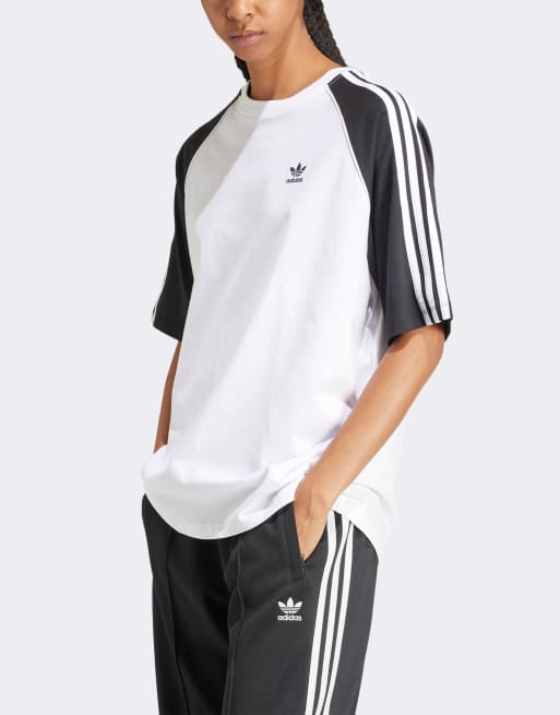 adidas Originals Colorblock oversized t-shirt in white | ASOS