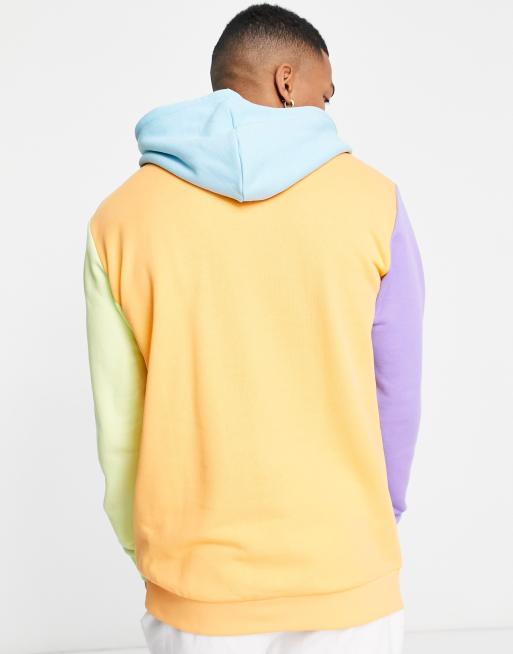 adidas Originals colour block trefoil hoodie in orange