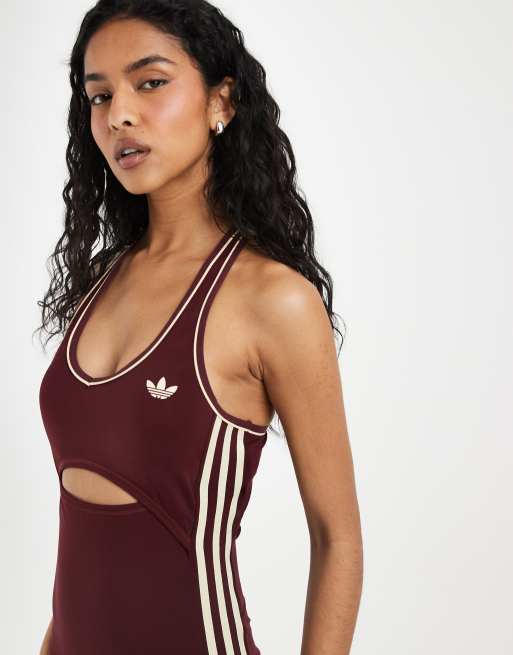 adidas Originals combishort de sport bordeaux et crème, 3 de 4