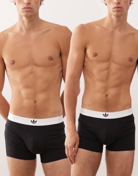 adidas Originals - Comfort Flex - Lot de 2 boxers en coton à taille contrastante - Noir - view 1