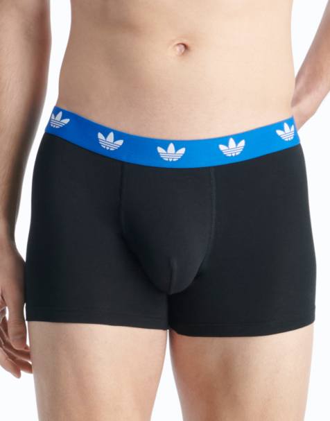 adidas Originals - Comfort Flex - Sorte/blå/hvide boksershorts i bomuld i pakke med 3 par - view 1