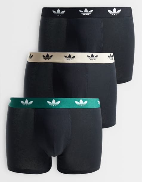 adidas Originals – Comfort Flex – Svarta trunks med olikfärgade midjeband, 3-pack - view 1