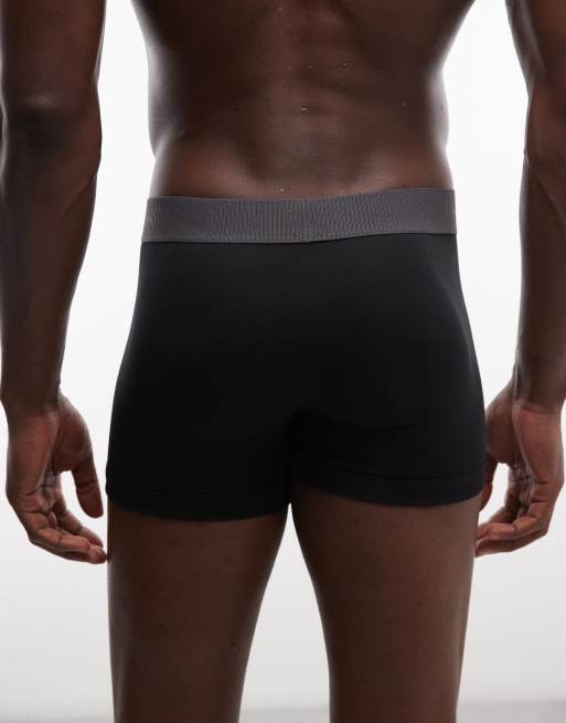 Adidas Originals Comfort rib 2 pack trunks with woven logo in black and grey, 3 of 3