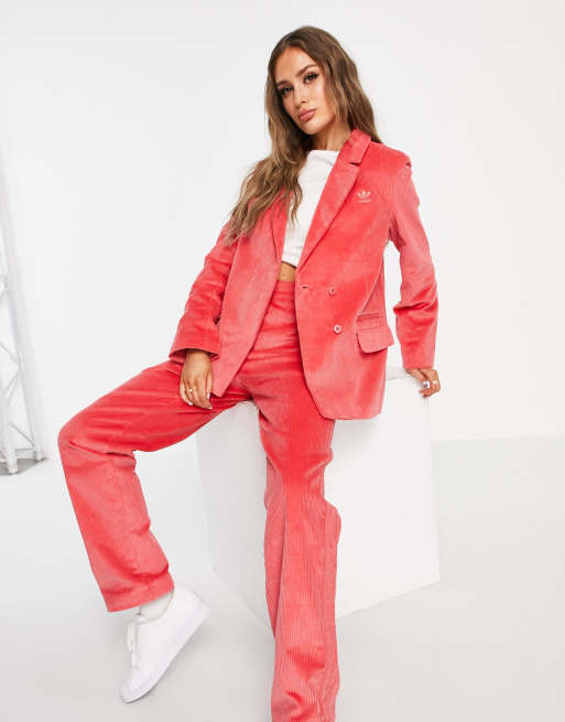 adidas Originals 'Comfy Cords' corduroy blazer in pink | ASOS