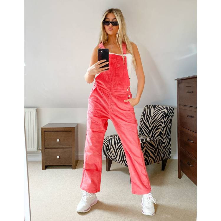 adidas Originals Comfy Cords corduroy dungarees in pink ASOS