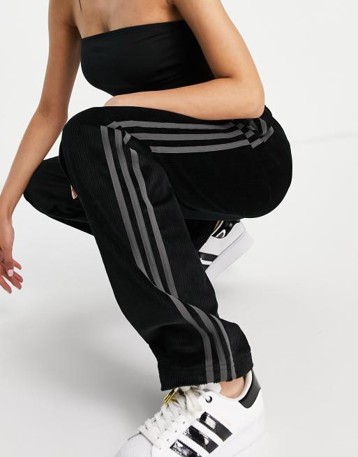 adidas Originals Comfy Cords corduroy high waisted wide leg suit trousers in black