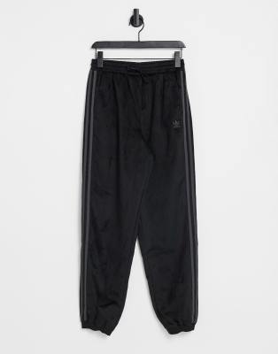 adidas Originals 'Comfy Cords' velvet corduroy cuffed joggers in black ...