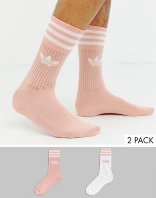 adidas Originals - Confezione da 2 calzini bianchi e rosa | ASOS
