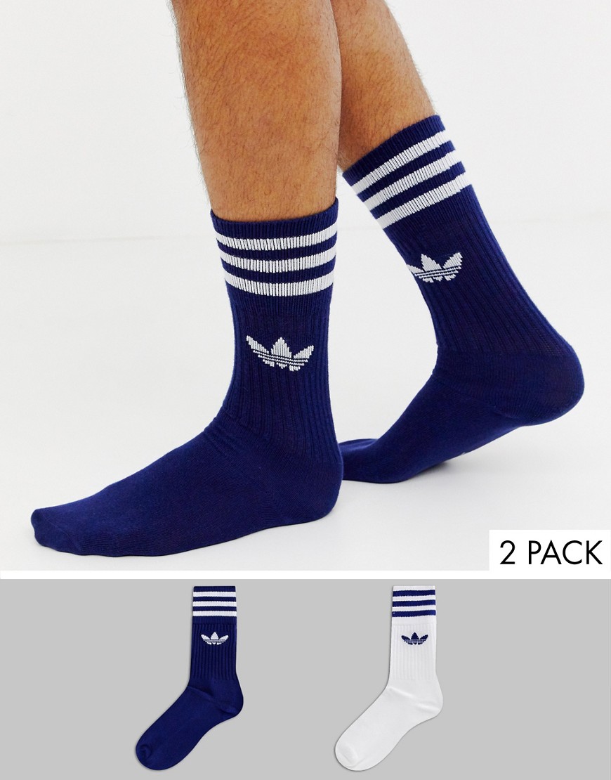 adidas Originals - Confezione da 2 calzini blu navy e bianchi-Multicolore