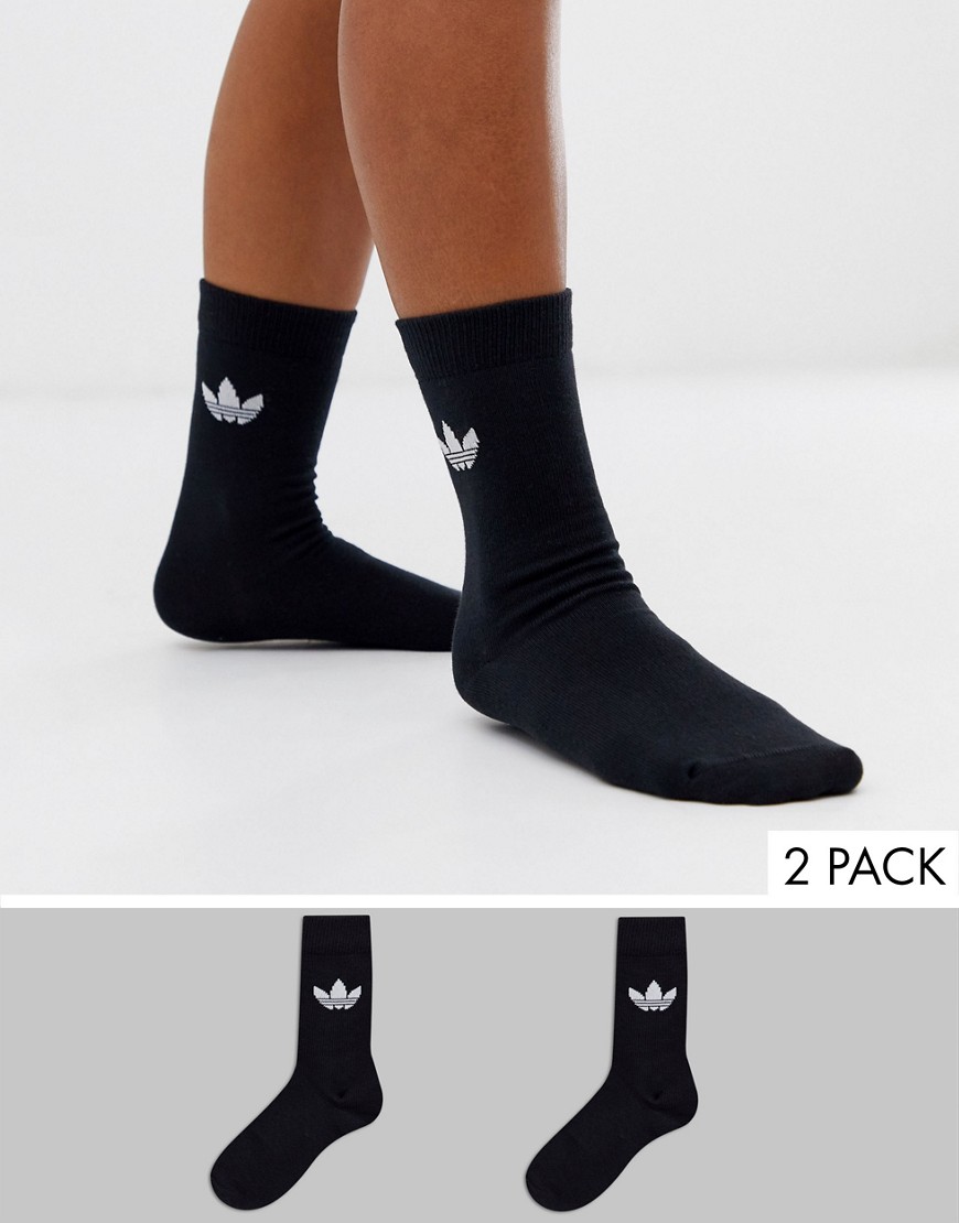 Adidas Originals - Confezione da 2 paia di calzini neri con logo a trifoglio-Nero