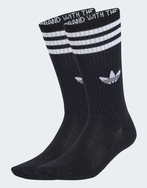 adidas Originals - Confezione da 3 paia di calzini alti neri con 3 strisce