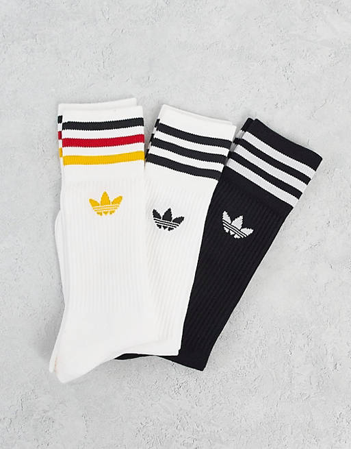 Confezione da tre paia di calzini sportivi neri con logo a trifoglio Asos Uomo Sport & Swimwear Abbigliamento sportivo Intimo sportivo Adicolor 